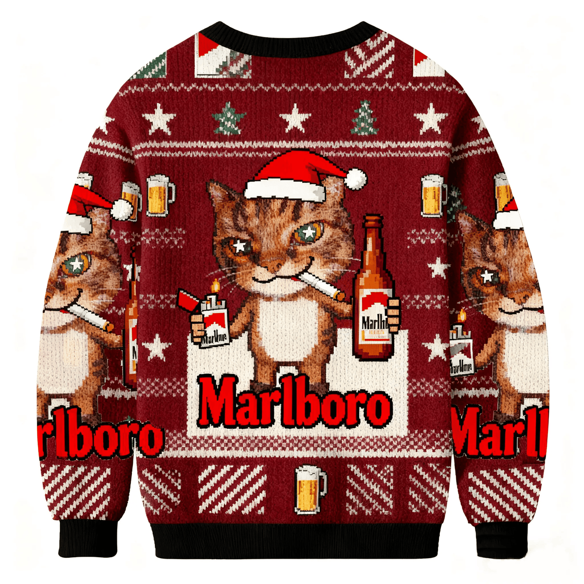 Red Funny Smoking Cat Meme Funny Ugly Sweater, Ugly Xmas Sweater, Christmas Ugly Sweatshirt