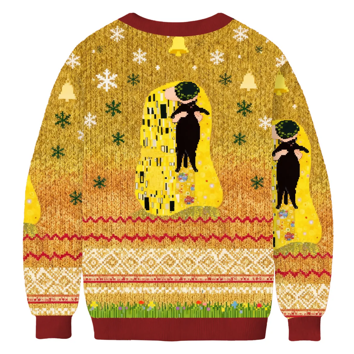 Black Cat In Golden Artwork Funny Ugly Sweater, Ugly Xmas Sweater, Christmas Ugly Sweatshirt