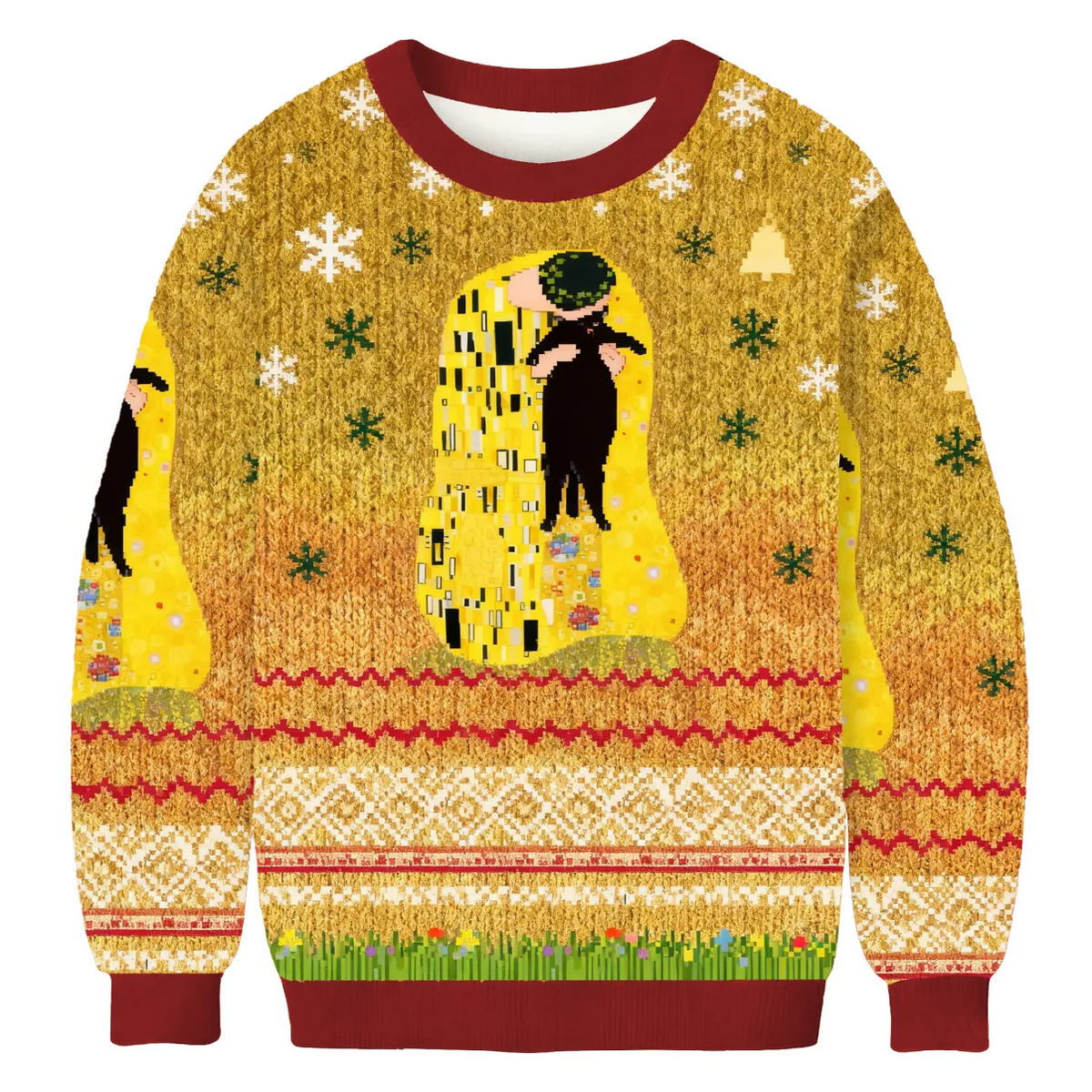 Black Cat In Golden Artwork Funny Ugly Sweater, Ugly Xmas Sweater, Christmas Ugly Sweatshirt