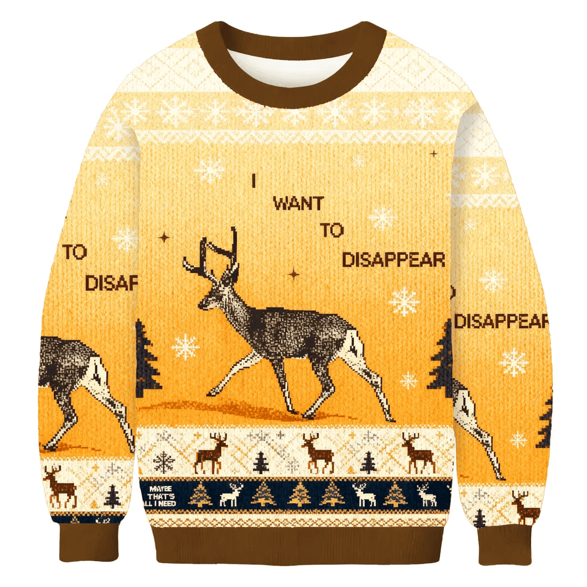 I Want To Transform Into A Deer Yellow Funny Ugly Sweater, Ugly Xmas Sweater, Christmas Ugly Sweatshirt
