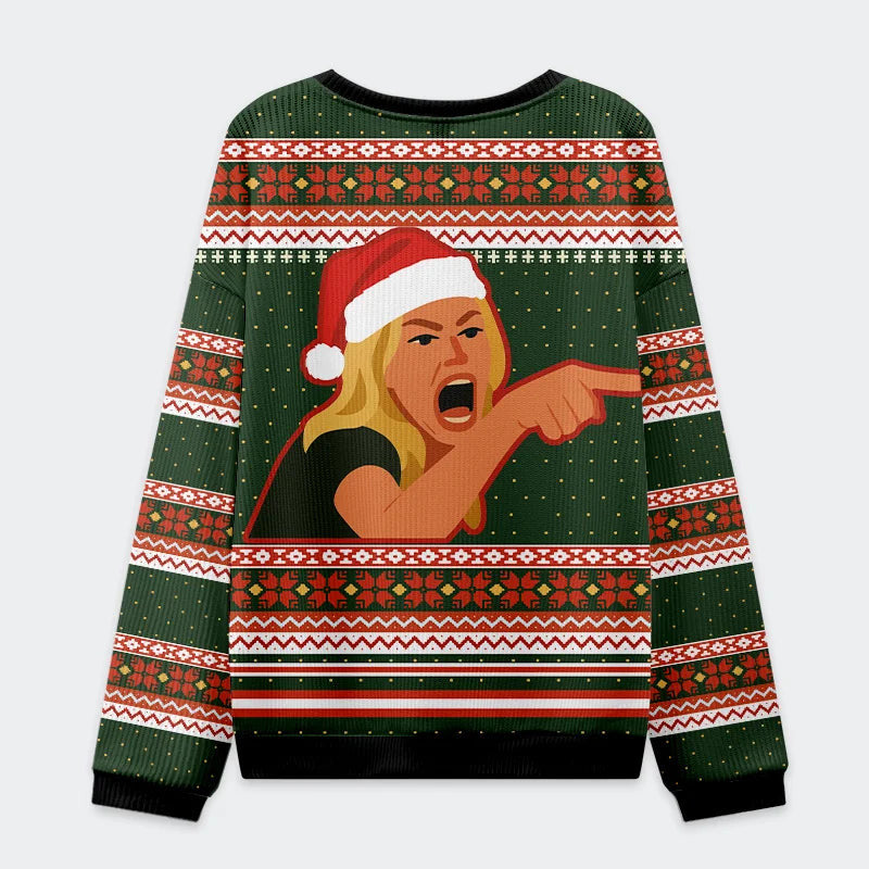 Stop Eating The Tinsel Cat Women Shouting Cat Funny Ugly Sweater, Ugly Xmas Sweater, Christmas Ugly Sweatshirt