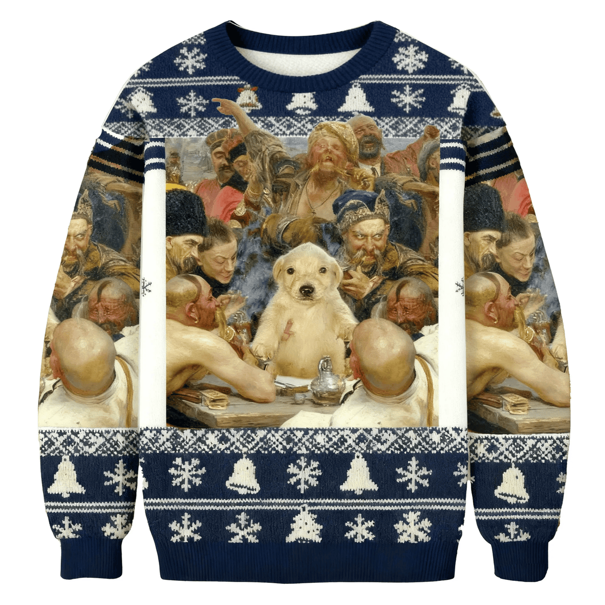 Puppy In The Middle Of A Medieval Group Scene Ugly Sweater, Ugly Xmas Sweater, Christmas Ugly Sweatshirt