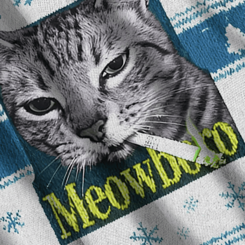 Smoking Meowboro Cat Funny Ugly Sweater, Ugly Xmas Sweater, Christmas Ugly Sweatshirt