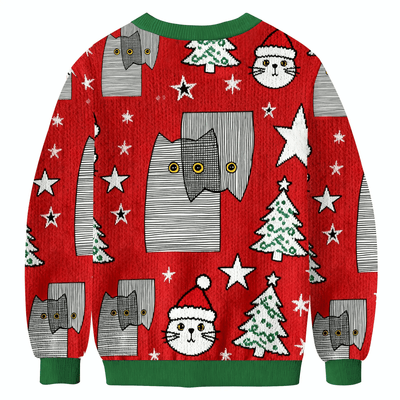Funny Line Cat Funny Ugly Sweater, Ugly Xmas Sweater, Christmas Ugly Sweatshirt