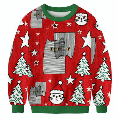 Funny Line Cat Funny Ugly Sweater, Ugly Xmas Sweater, Christmas Ugly Sweatshirt