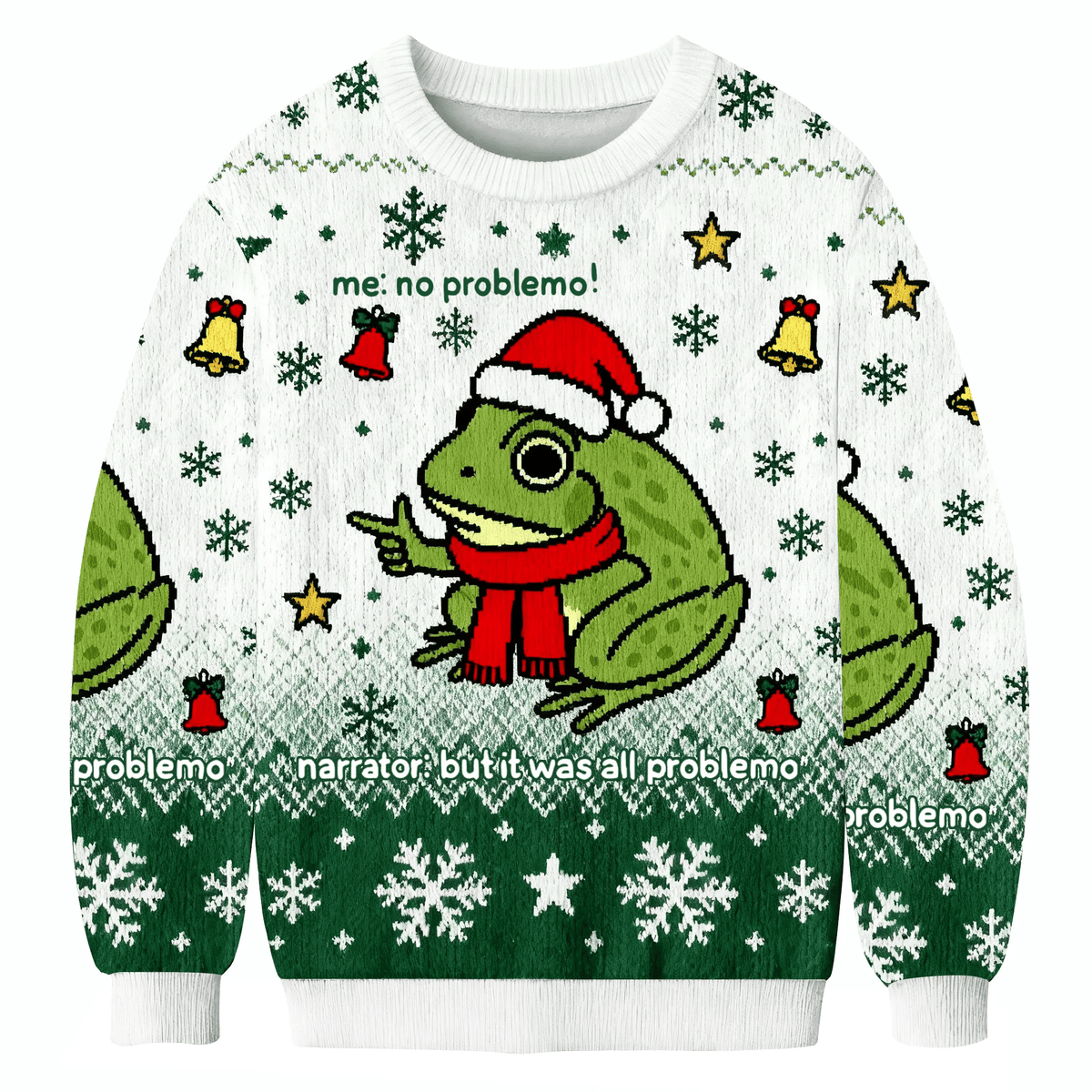 Funny Frog Me No Problemo Narrator But It Was All Problemo Ugly Xmas Sweater, Christmas Ugly Sweatshirt