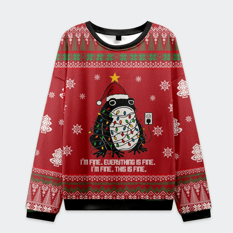 Funny Frog Lights Everything Is Fine Funny Ugly Sweater, Ugly Xmas Sweater, Christmas Ugly Sweatshirt