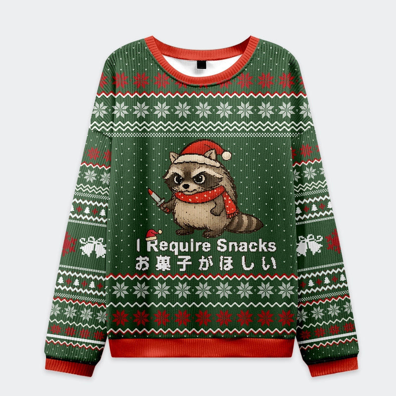 Raccoons Need Snacks Funny Ugly Sweater, Ugly Xmas Sweater, Christmas Ugly Sweatshirt