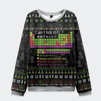 Funny Element：Can I Lick It Christmas Funny Ugly Sweater, Christmas Ugly Sweatshirt