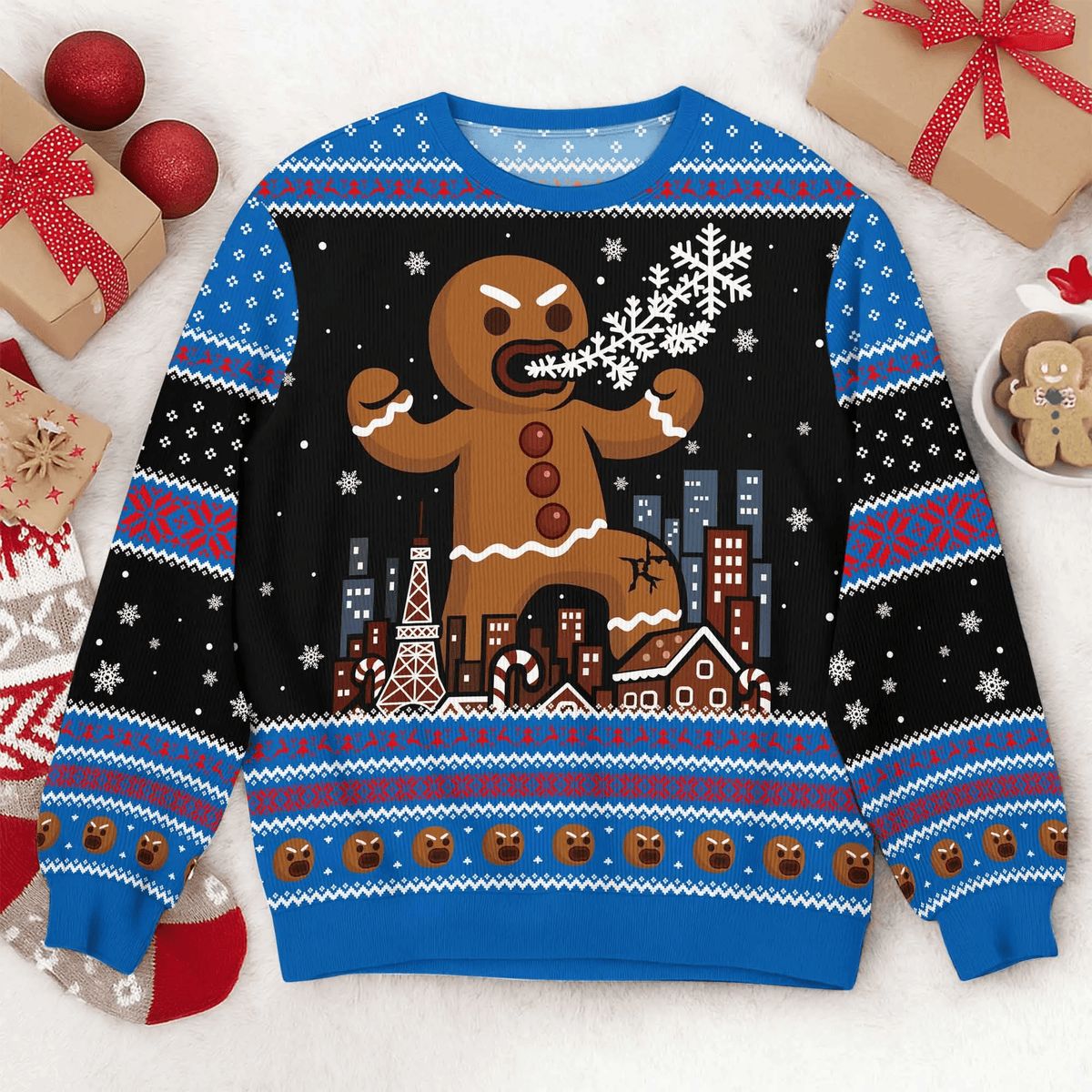 Funny Gingerbread Monster Ugly Christmas Sweater, Christmas Ugly Sweatshirt, Xmas Gift