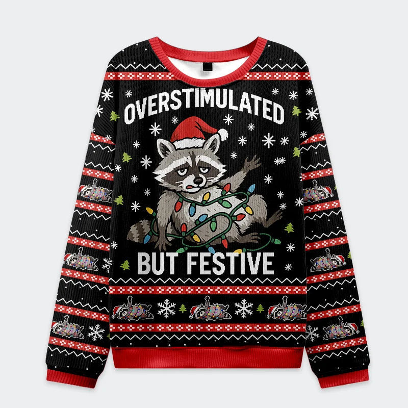 Raccoon Tangled In LED Strip Light Ugly Sweater, Ugly Xmas Sweater, Christmas Ugly Sweatshirt