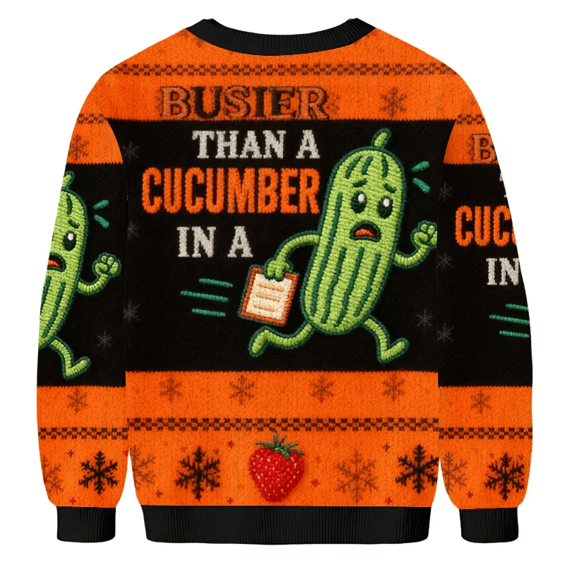 Funny Busier Than A Cucumber Ugly Sweater, Funny Christmas Ugly Sweatshirt, Xmas Ugly Sweater
