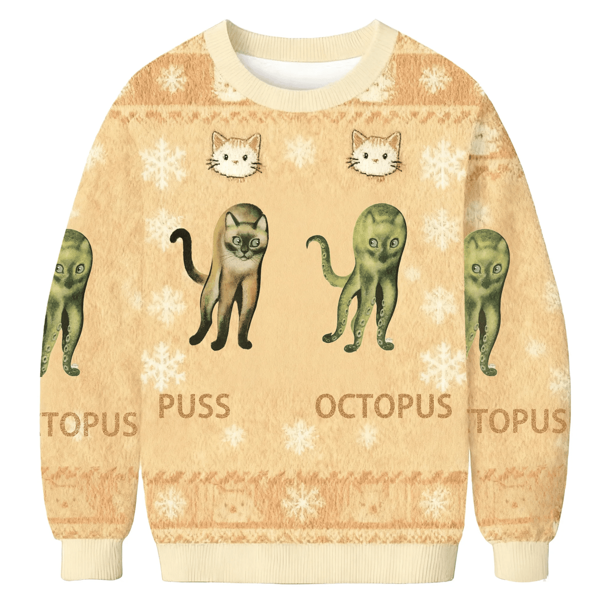 Puss And Octopus Hybrid Meme Funny Ugly Sweater, Ugly Xmas Sweater, Christmas Ugly Sweatshirt