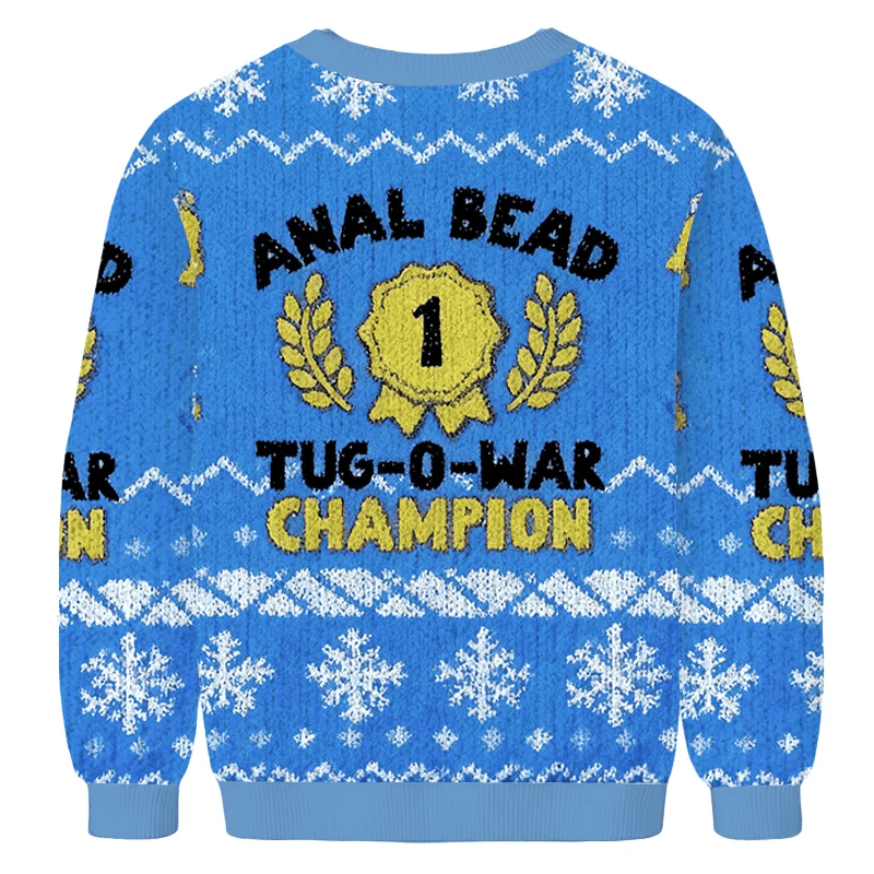 Bead Tug O War Champion Blue Ugly Sweater, Funny Ugly Christmas Sweater, Christmas Ugly Sweatshirt