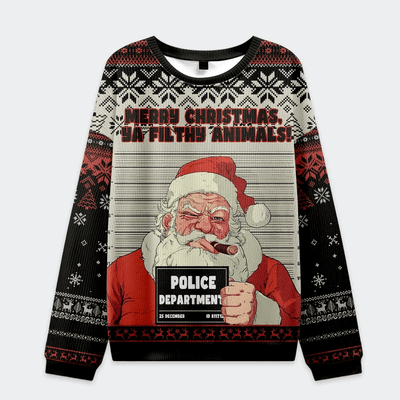 Santa’s Mugshot Christmas Funny Ugly Sweater, Ugly Xmas Sweater, Christmas Ugly Sweatshirt