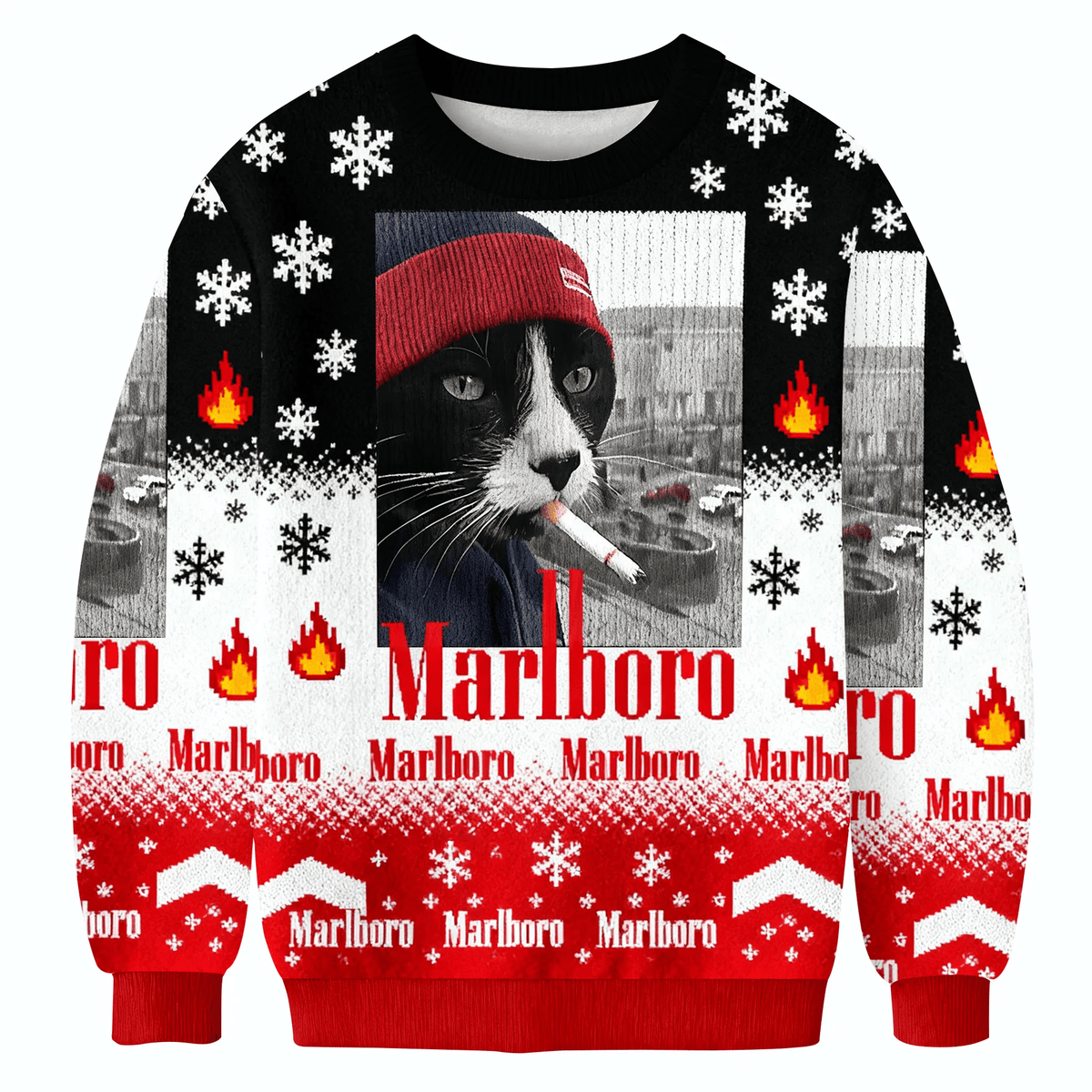 Marlboro Funny Soming Cat Meme Funny Ugly Sweater, Ugly Xmas Sweater, Christmas Ugly Sweatshirt ZZIPREV