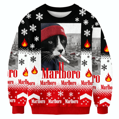 Marlboro Funny Soming Cat Meme Funny Ugly Sweater, Ugly Xmas Sweater, Christmas Ugly Sweatshirt ZZIPREV