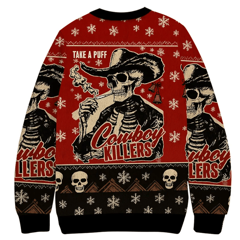 Take A Puff Cowboy Killers Vintage Christmas Sweater, Ugly Xmas Sweater, Christmas Ugly Sweatshirt