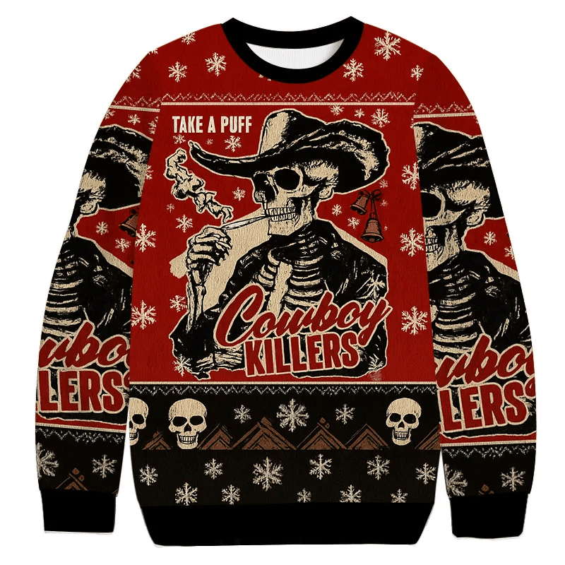 Take A Puff Cowboy Killers Vintage Christmas Sweater, Ugly Xmas Sweater, Christmas Ugly Sweatshirt