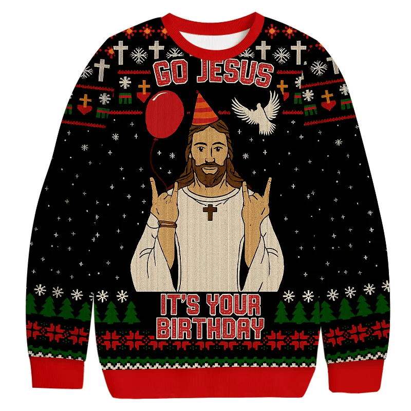 Go Biblical Figure It's Your Birthday Vintage Christmas Sweater, Ugly Xmas Sweater, Christmas Ugly Sweatshirt