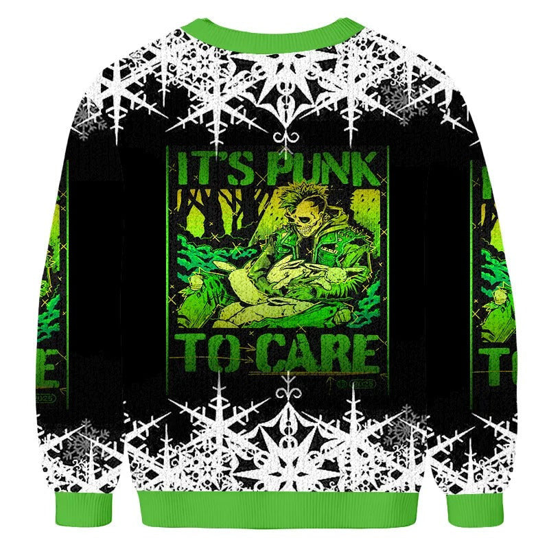 It's Punk to Care Christmas Ugly Sweatshirt, Ugly Sweater, Ugly Xmas Sweater