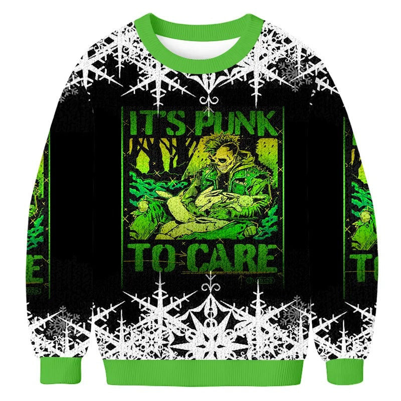 It's Punk to Care Christmas Ugly Sweatshirt, Ugly Sweater, Ugly Xmas Sweater