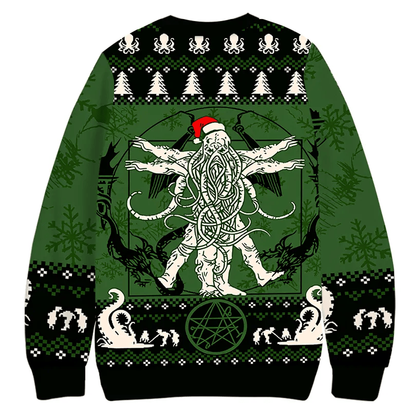 Eldritch Holiday Horror Ugly Sweater, Funny Christmas Ugly Sweatshirt, Ugly Xmas Sweater