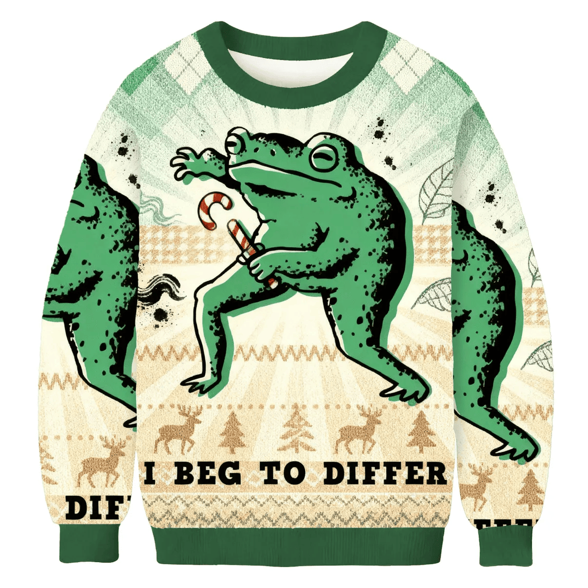 I Beg To Differ Funny Frog Funny Ugly Sweater, Ugly Xmas Sweater, Christmas Ugly Sweatshirt
