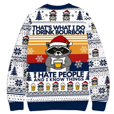 Raccoon Drinking Beer Christmas Ugly Sweatshirt, Vintage Christmas Sweater, Ugly Xmas Sweater