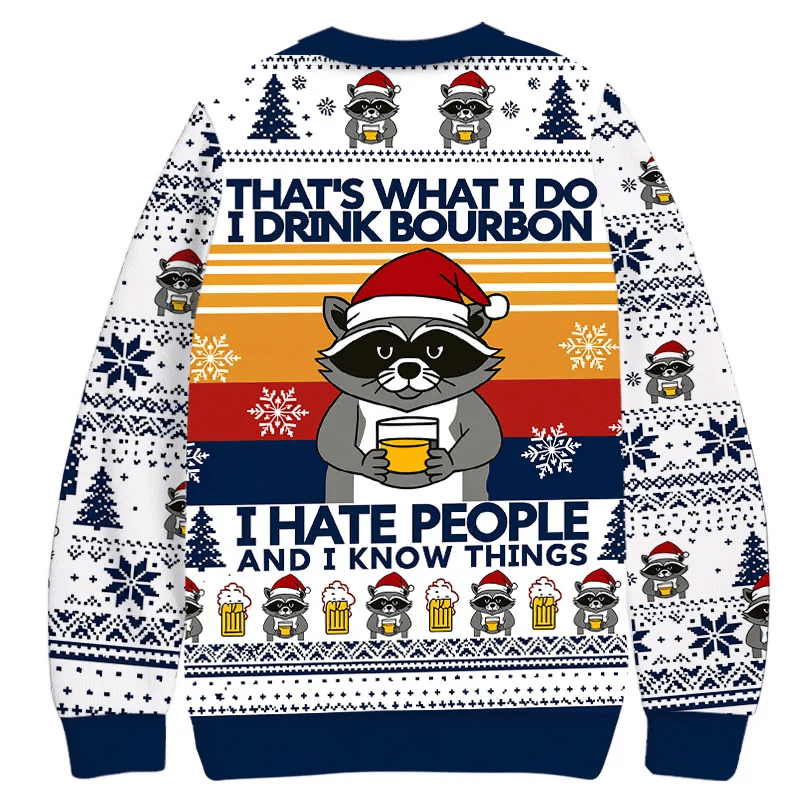 Raccoon Drinking Beer Christmas Ugly Sweatshirt, Vintage Christmas Sweater, Ugly Xmas Sweater