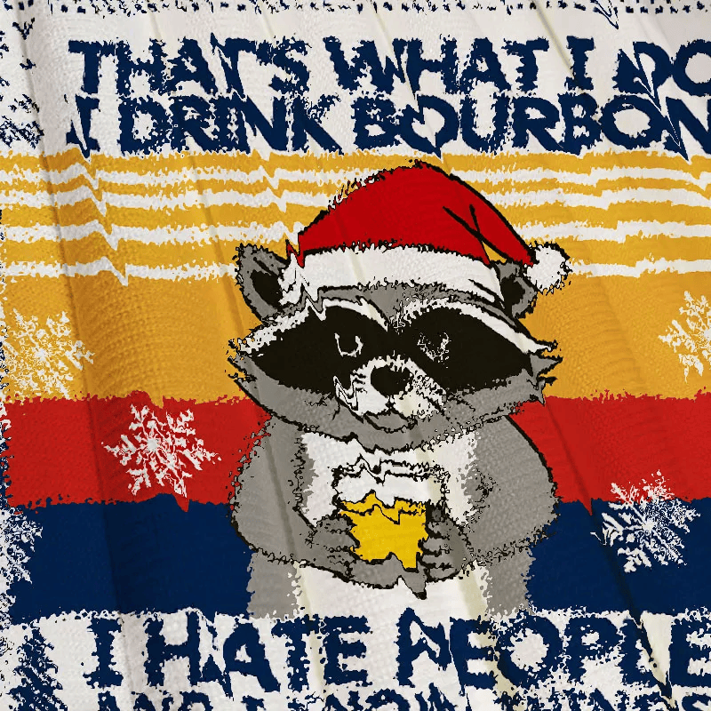 Raccoon Drinking Beer Christmas Ugly Sweatshirt, Vintage Christmas Sweater, Ugly Xmas Sweater