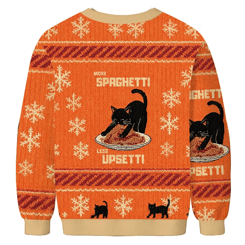 Cat Eating Spaghetti Funny Vintage Christmas Sweater, Ugly Xmas Sweater, Christmas Ugly Sweatshirt