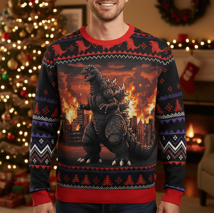 Godzilla Funny Meme Ugly Sweater, Funny Ugly Christmas Sweater, Christmas Ugly Sweatshirt