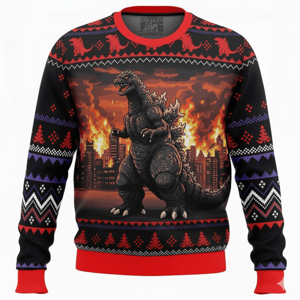 Godzilla Funny Meme Ugly Sweater, Funny Ugly Christmas Sweater, Christmas Ugly Sweatshirt