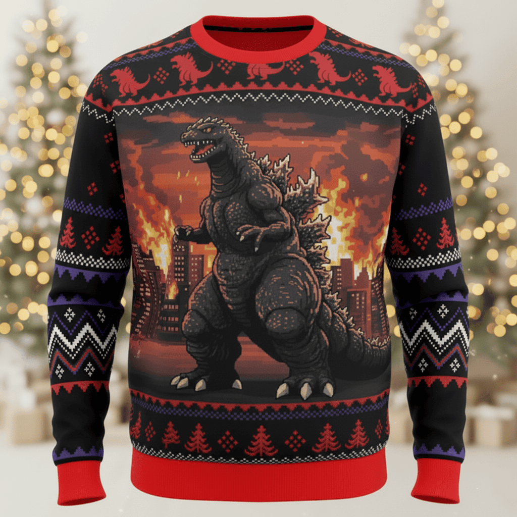 Godzilla Funny Meme Ugly Sweater, Funny Ugly Christmas Sweater, Christmas Ugly Sweatshirt