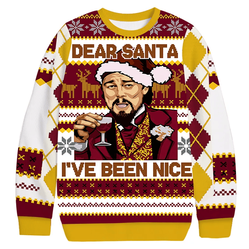 Dear Santa I've Been Nice Leonardo Ugly Sweater, Funny Christmas Ugly Sweatshirt, Xmas Ugly Sweater