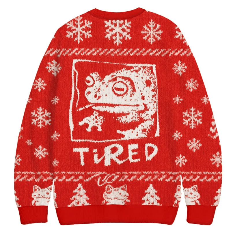 Tired Frog Vintage Christmas Sweater, Ugly Xmas Sweater, Christmas Ugly Sweatshirt