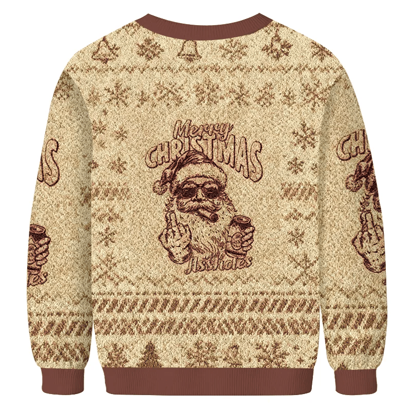 Santa Claus Finger Christmas Ugly Sweatshirt, Vintage Christmas Sweater, Ugly Xmas Sweater
