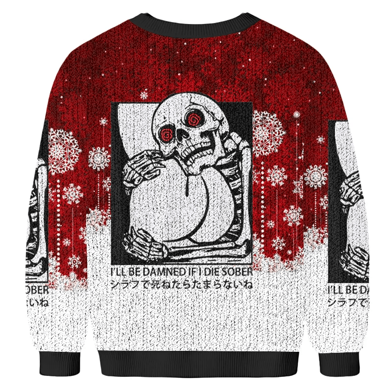 Indulgent Skull Funny Ugly Sweater, Ugly Xmas Sweater, Christmas Ugly Sweatshirt
