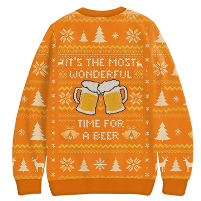 It's the Most Wonderful Time For a Beer Christmas Ugly Sweatshirt, Vintage Christmas Sweater, Ugly Xmas Sweater