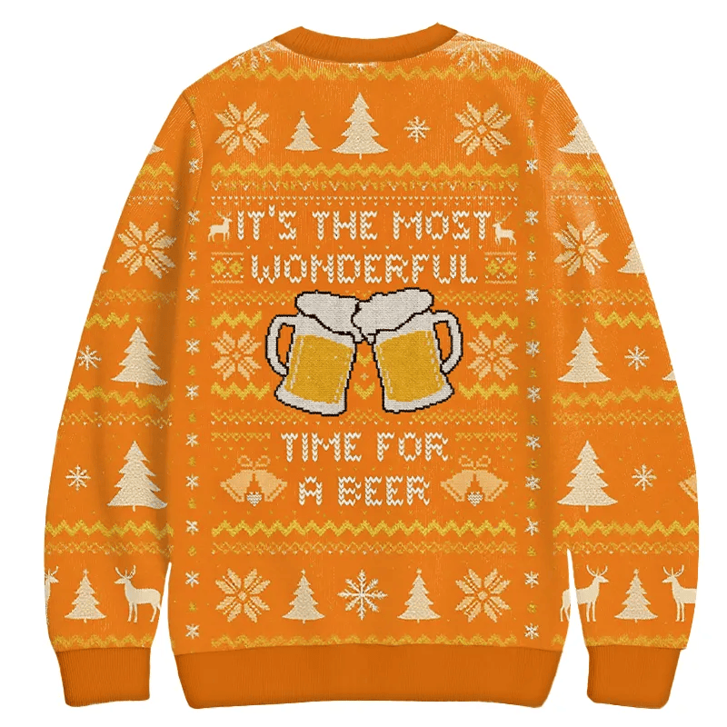 It's the Most Wonderful Time For a Beer Christmas Ugly Sweatshirt, Vintage Christmas Sweater, Ugly Xmas Sweater