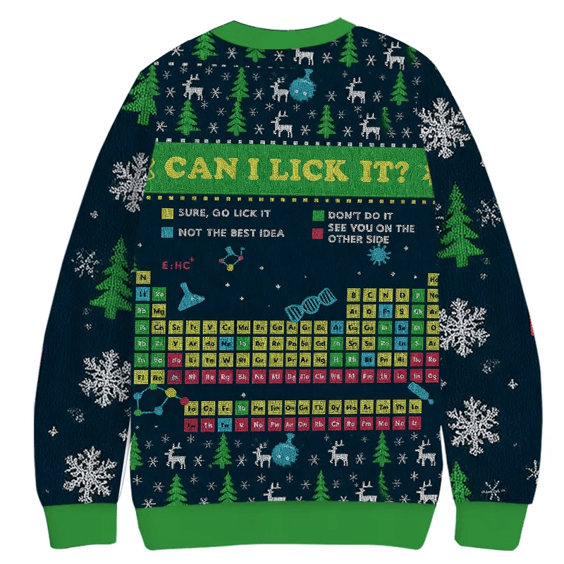 Can I Lick It Periodic Table Vintage Christmas Sweater, Ugly Xmas Sweater, Christmas Ugly Sweatshirt