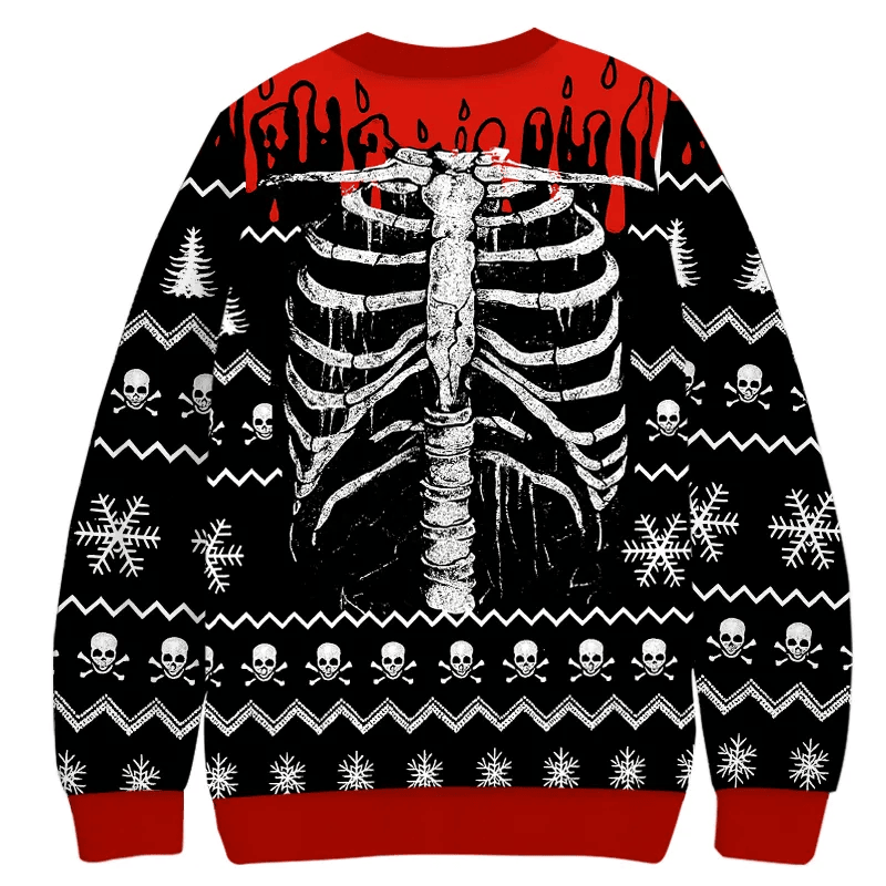 Skeleton Vintage Christmas Sweater, Ugly Xmas Sweater, Christmas Ugly Sweatshirt