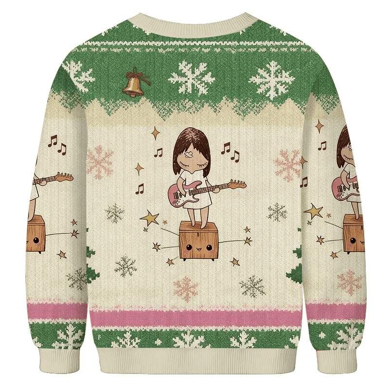 Girl playing Guitar Christmas Ugly Sweatshirt, Vintage Christmas Sweater, Ugly Xmas Sweater