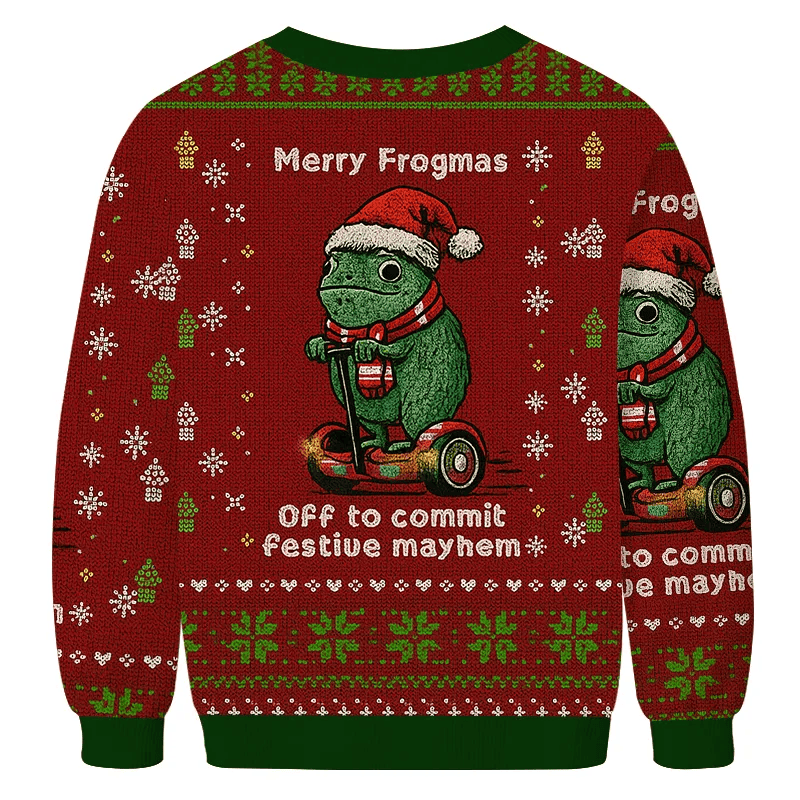 Off to Commit Frogmas Mayhem Vintage Christmas Sweater, Ugly Xmas Sweater, Christmas Ugly Sweatshirt