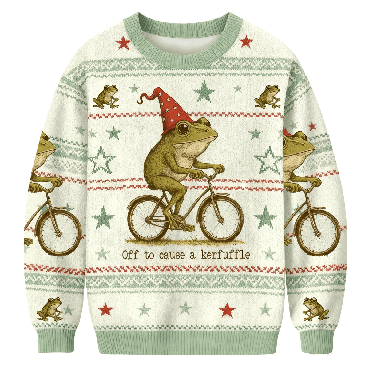 Off To Cause A Kerfuffle Funny Frog Funny Ugly Sweater, Ugly Xmas Sweater, Christmas Ugly Sweatshirt