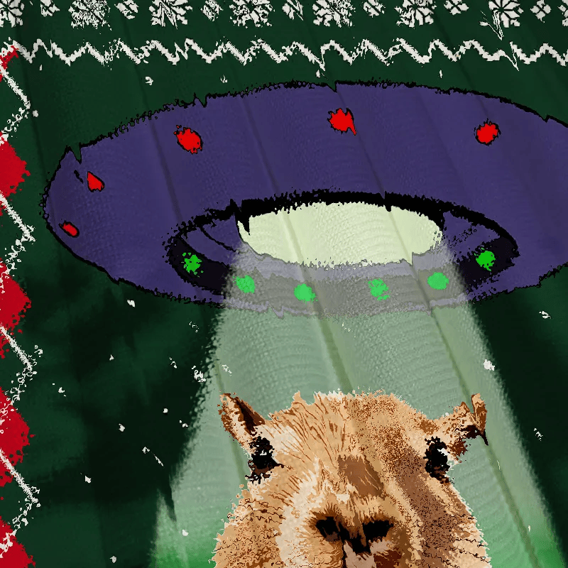 Alien Capybara Vintage Christmas Sweater, Ugly Xmas Sweater, Christmas Ugly Sweatshirt