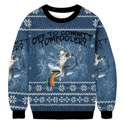 Off To Commit Tomfoolery Funny Ugly Sweater, Ugly Xmas Sweater, Christmas Ugly Sweatshirt