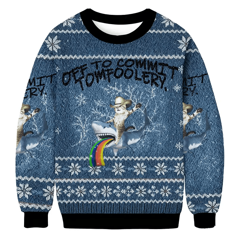 Off To Commit Tomfoolery Funny Ugly Sweater, Ugly Xmas Sweater, Christmas Ugly Sweatshirt
