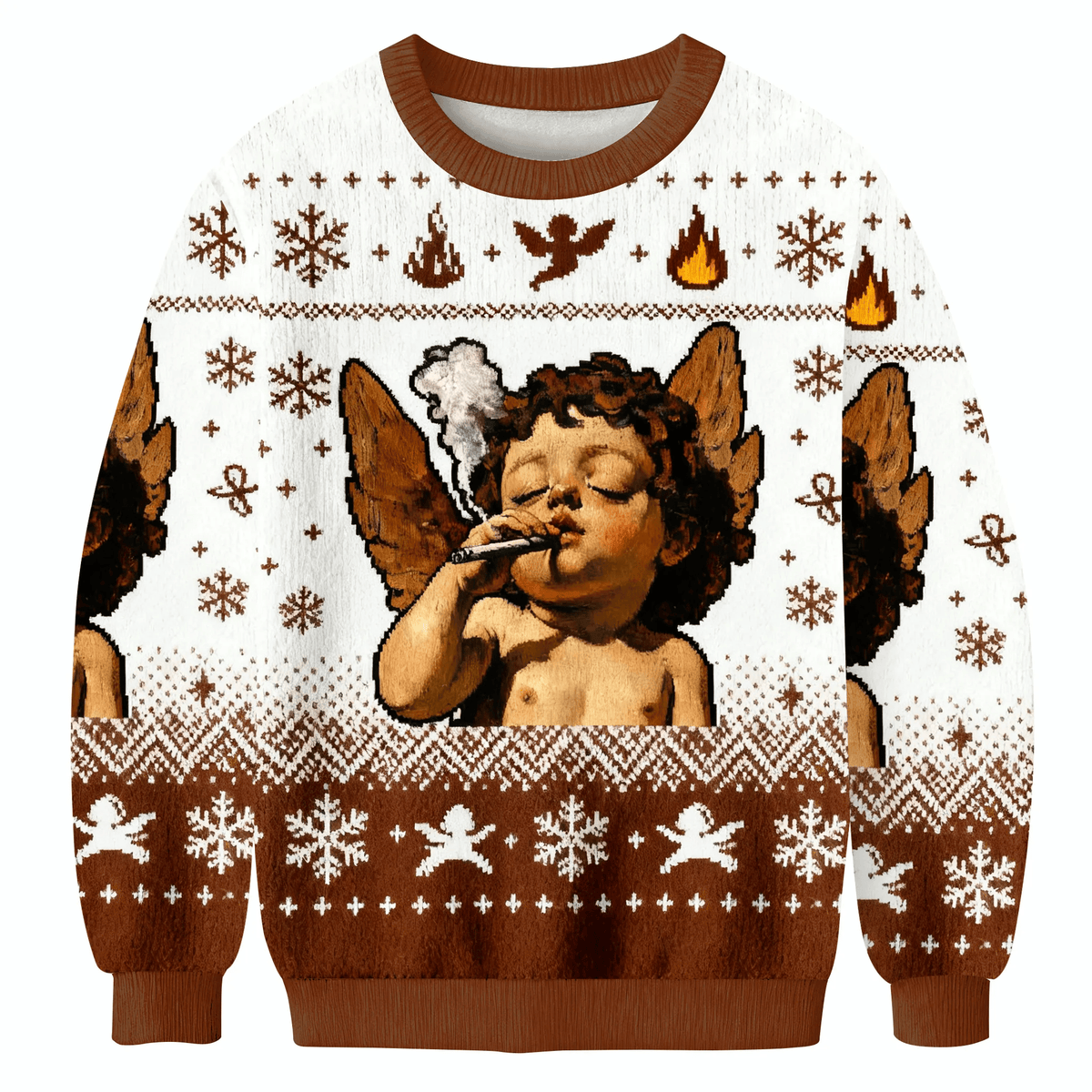 Funny Cherub Smoking A Cigarette Funny Ugly Sweater, Ugly Xmas Sweater, Christmas Ugly Sweatshirt